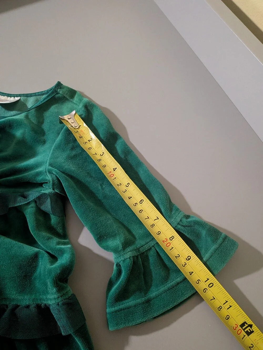 Hanna Andersson Green Velour Ruffle Dress 100 4